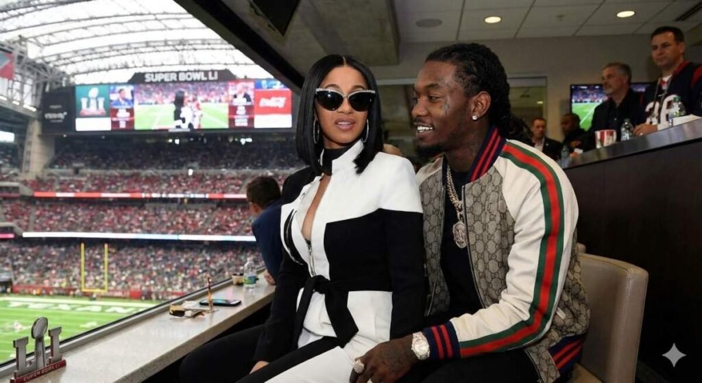 The Cardi B and Offset Relationship Timeline | Uncategorized | Big Shot Bay Cardi B and Offset at their first major public date, Super Bowl LI in 2017.